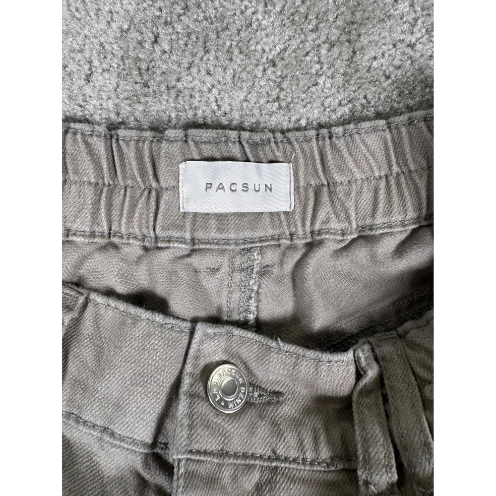 PacSun E-Waist Wide Leg Cargo Pants Taupe Gray Mens Small 100% Cotton Streetwear